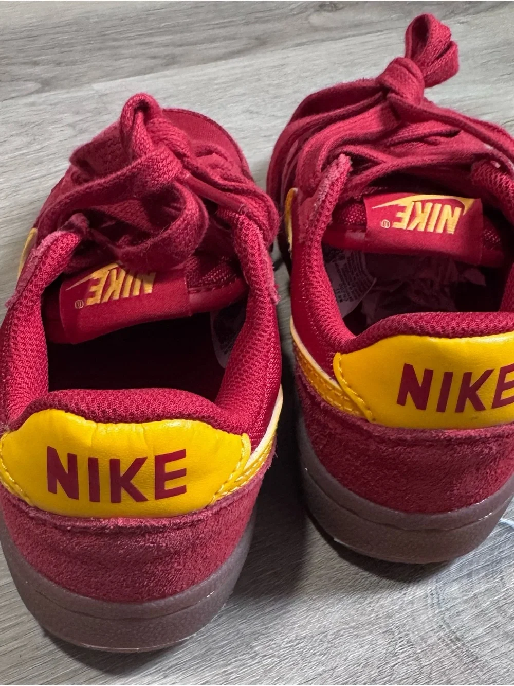 Nike kids Red/Maroon & Yellow Low-Top Sneakers 1Y